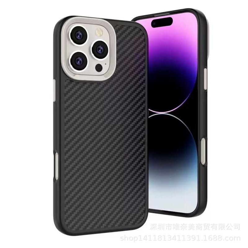 Suitable for Apple 16 Pro Max Carbon Fiber Phone Case, iPhone 17 Solid Color Silicone Case, 14 Business Style, 13 Simple Soft Case