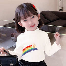 Y2111#儿童新款半高领秋冬装德绒打底衫女童加绒加厚保暖长袖T恤