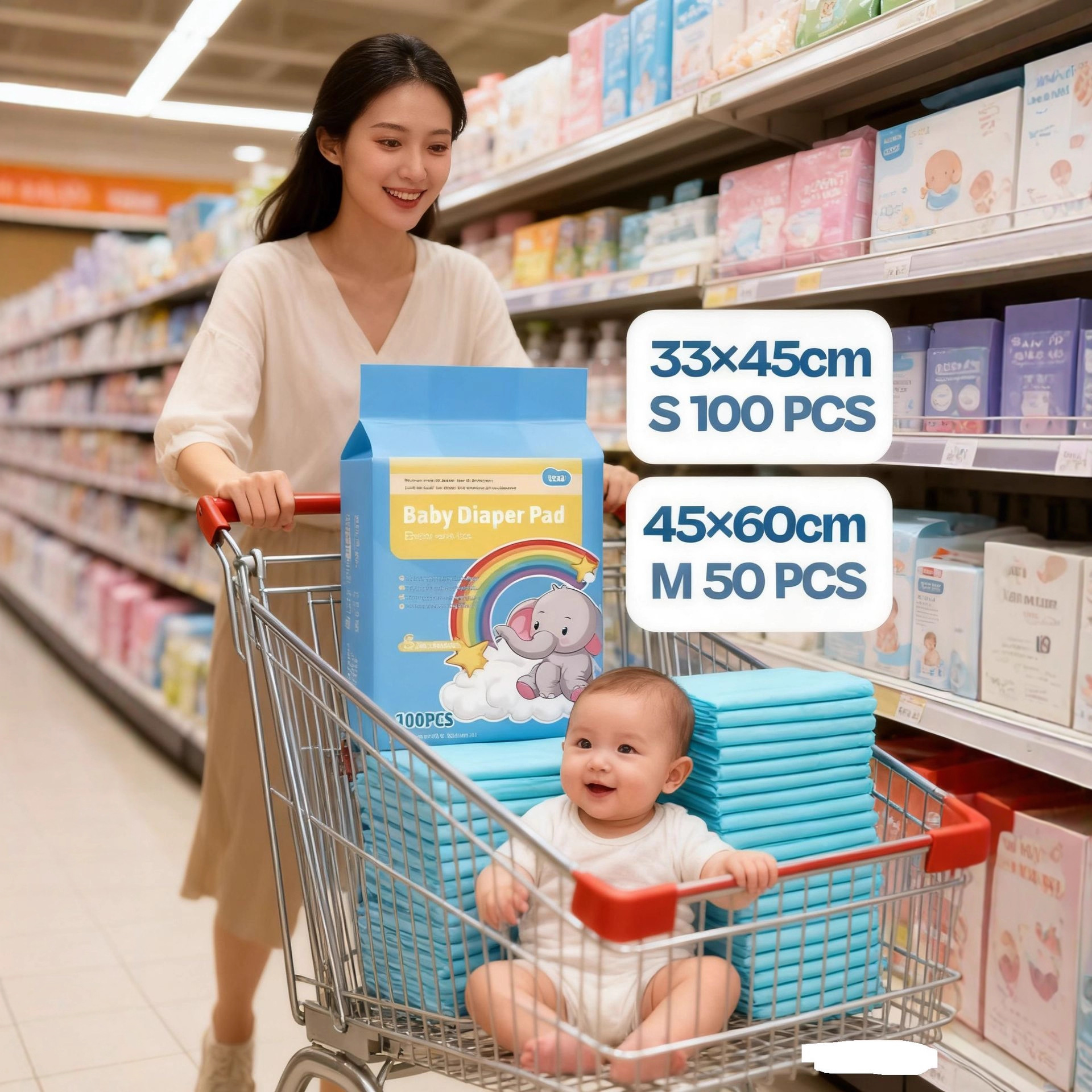 Diaper Pads, Disposable 100-Piece Waterproof Diapers, Newborn Diapers, Diapers, Diapers