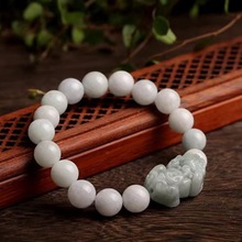 天然翡翠A货10mm圆珠金钱貔貅手串佛珠手链手串配饰缅甸玉石首饰