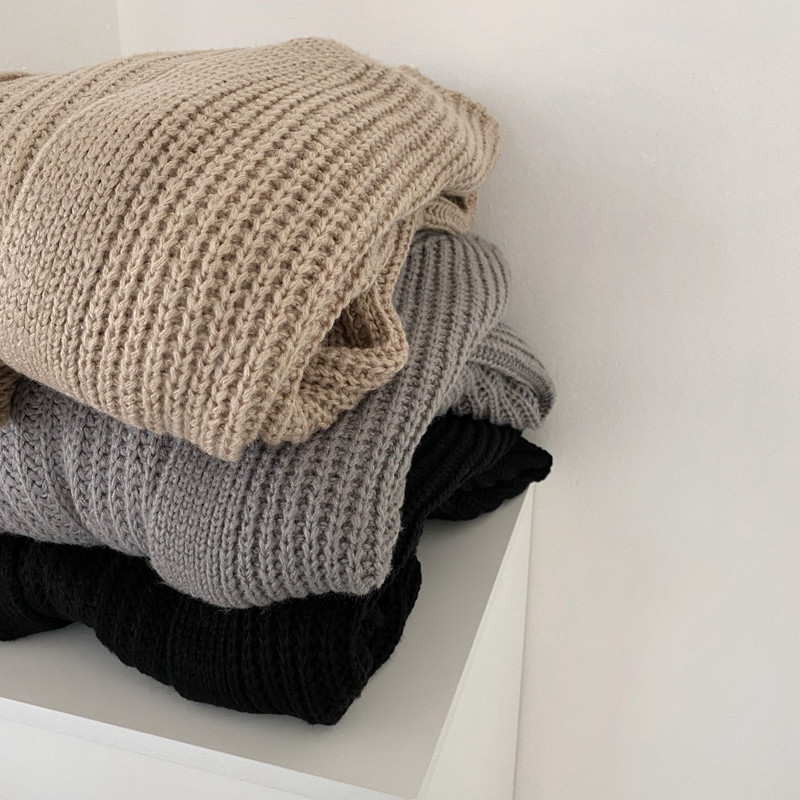 Estilo coreano estilo perezoso pit suéter largo abrigo de las mujeres otoño e invierno nuevo color sólido suelta linterna manga punto cardigan moda