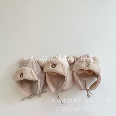 INS风婴童冬季保暖帽幼儿小熊灯芯绒羊羔毛雷锋帽
