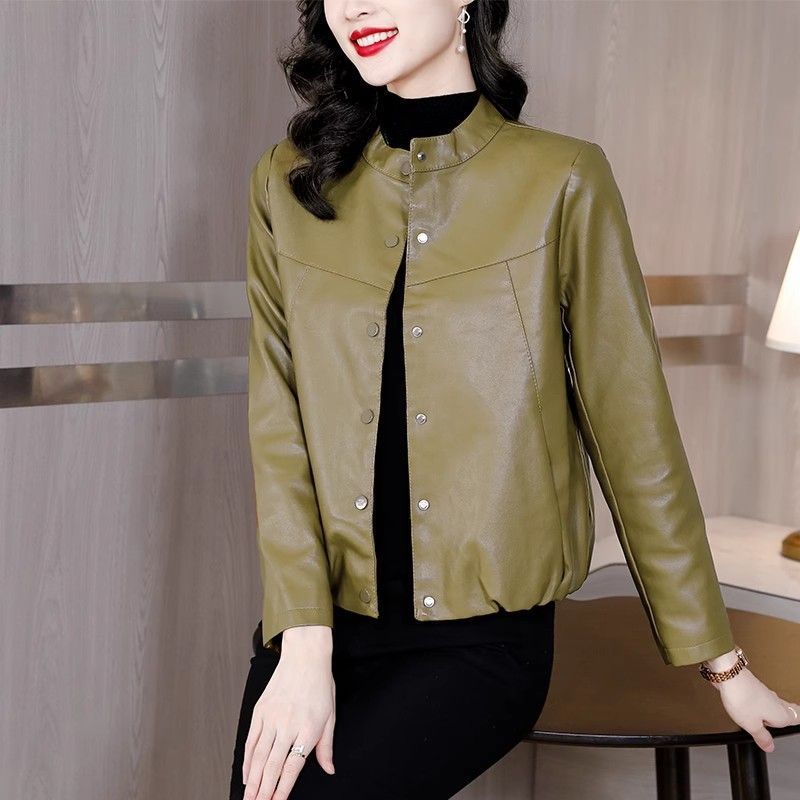 High-End Leather Jacket for Women, Short Style, 2026 New Korean Fashion, Chanel-Style, Petite Short Spring Leather Jacket