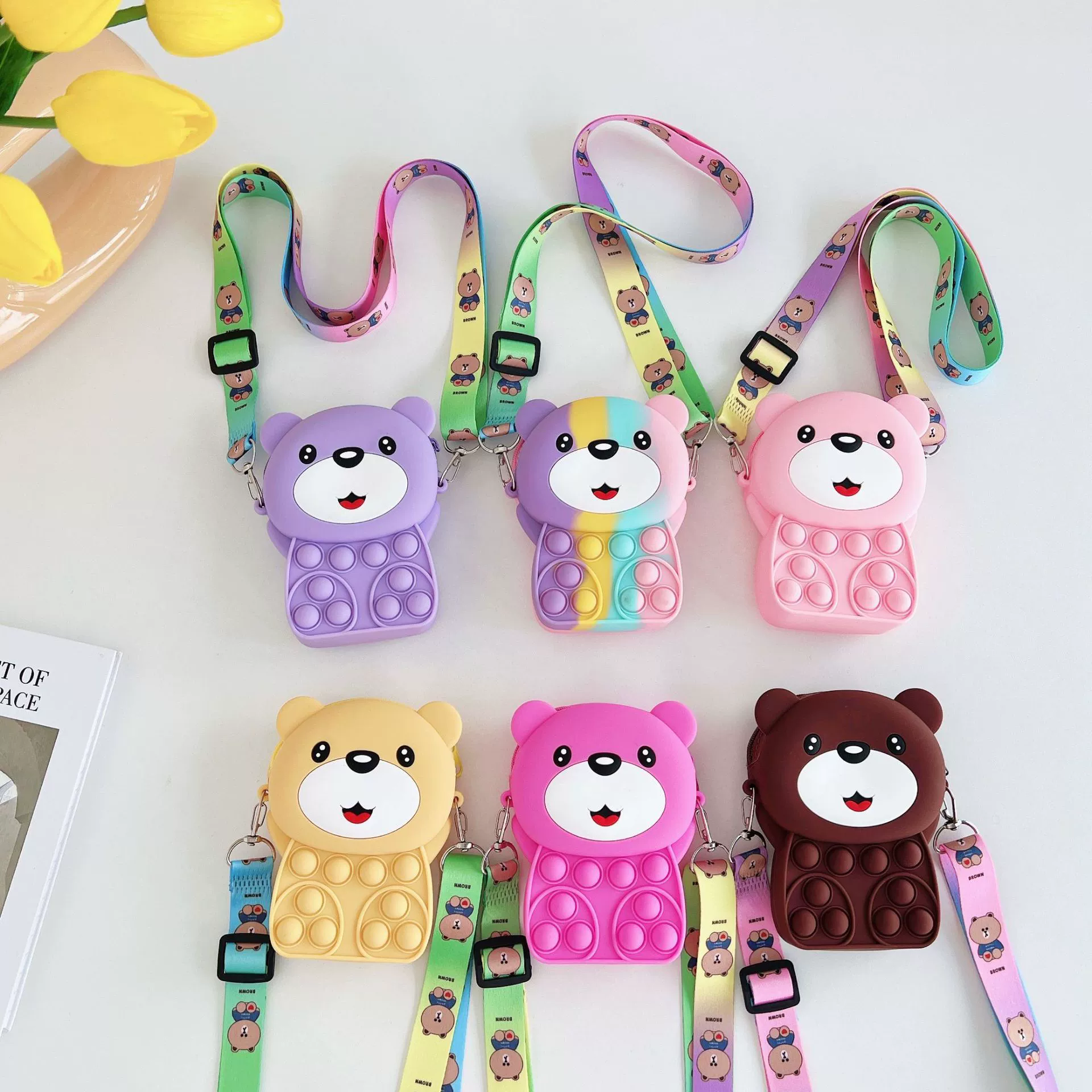 (Cross-border trading), cartoon wallet, small bag, with little bears, factory direct supply