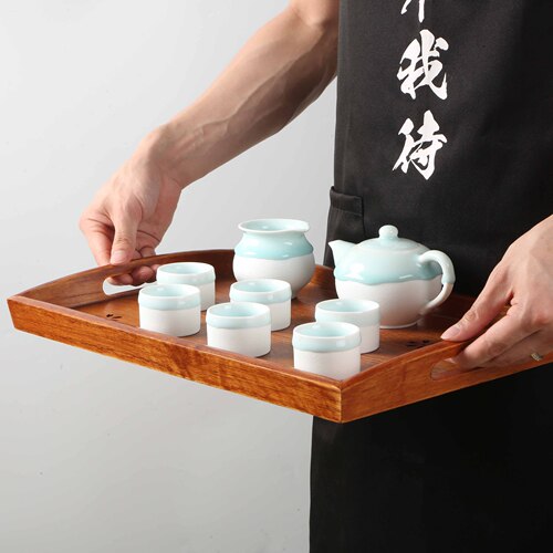 Japanese wooden tray rectangular home hotel living room tea set tea cup portable wooden plate wooden tea tray