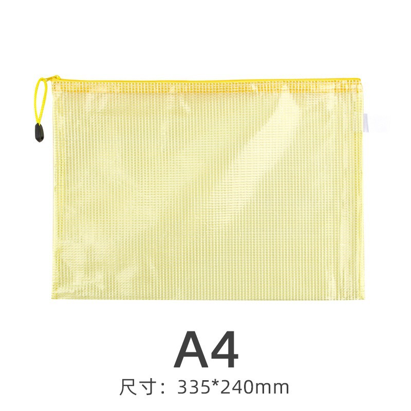 Logo imprimible bolsa de archivo de malla personalizada A4 oficina transparente bolsa de cremallera portátil bolsa de datos de estudiantes al por mayor