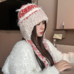 秋冬の帽子の女性のかわいいニットの雷鋒の帽子の防寒の暖かいフリンジの耳の毛糸の日本の韓国版のお下げの帽子