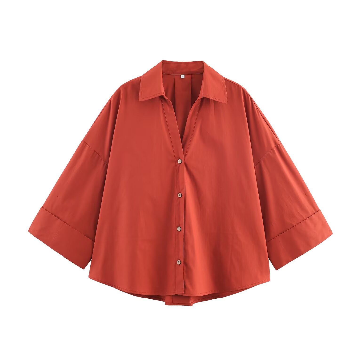Women's Classic Fashion Wide Sleeve Poplin Shirt European American Style Versatile New Clothing_ecoleips.com