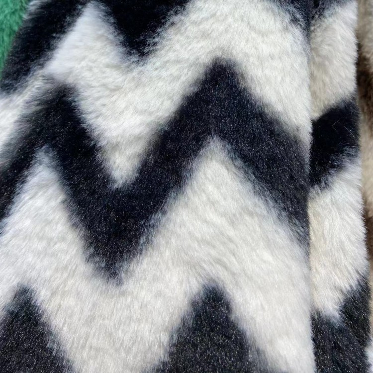 Piel de conejo impreso tela de imitación de piel de conejo W rayas abrigo de tela suéter bolsa hogar textil bufanda tela fábrica en stock