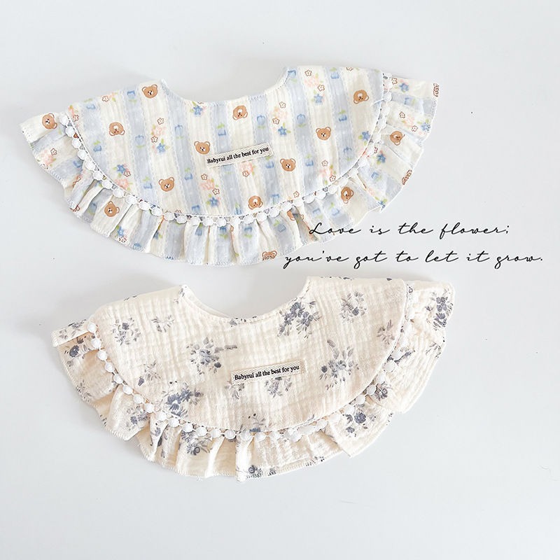 Spring and autumn new cute baby cotton gauze waterproof saliva towel princess palace wind increased 360 degree bib