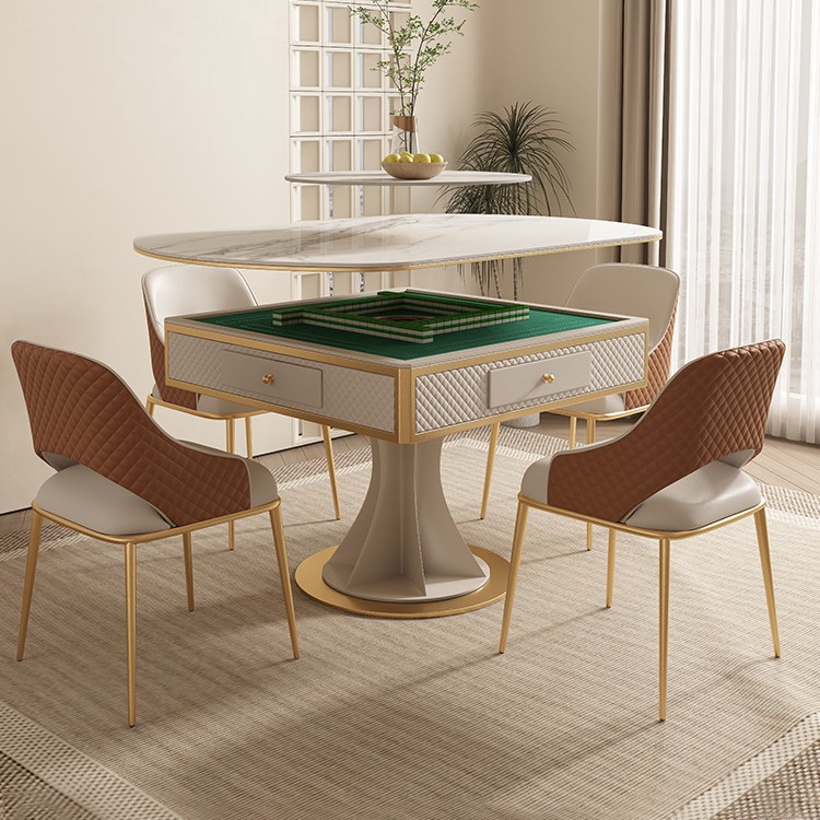 Mesa de mahjong automática, mesa de comedor de doble uso, simple, ligera, de lujo, pequeño apartamento, mesa de comedor de placa de roca para el hogar, máquina de mahjong silenciosa multifuncional