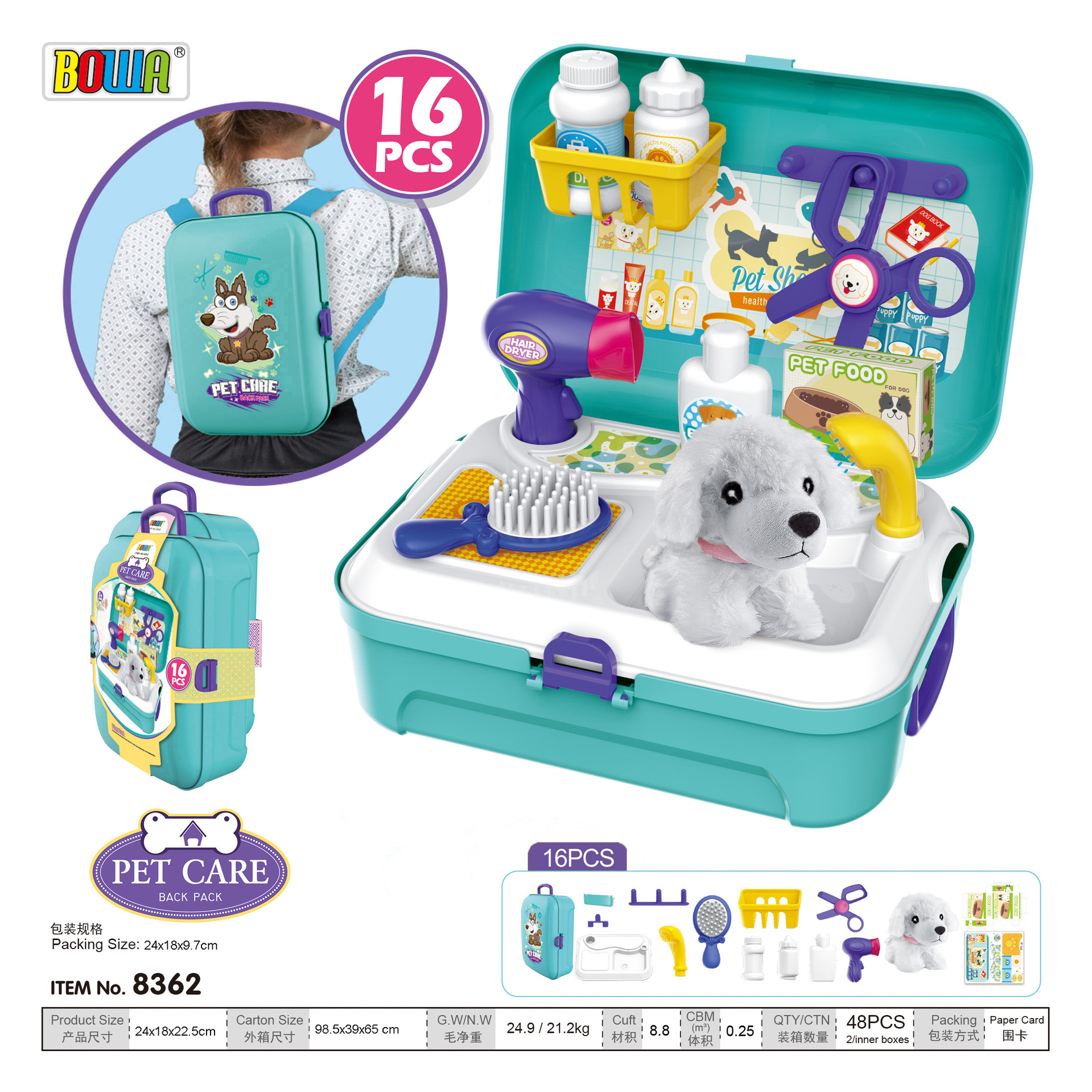 Cross-border niños de simulación cocina cómoda cajero herramienta doctor mascota jugar casa mochila caja de almacenamiento de juguete
