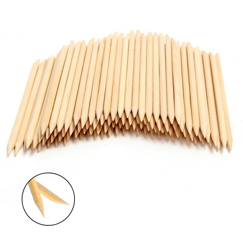 Nail Art Orange Wood Stick, Dot Drill Stick, Dead Skin Pusher, Beauty Wooden Stick, One Tip and One Slanted Nail Remover, Small Wooden Stick, Manicure Tools Wholesale