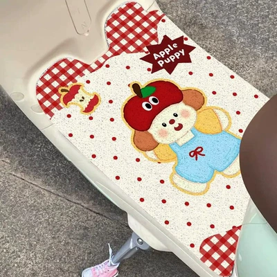 Electric Vehicle Pedal Mat, Universal Model Wire Ring Foot Mat, Freely Cutable Anti-Slip Mat, Cartoon Cute Pedal Mat (Electric vehicle foot mat) - puppy-apple-3050cm-the-wire-loop-material-needs-to-be-cut-by-yourself
