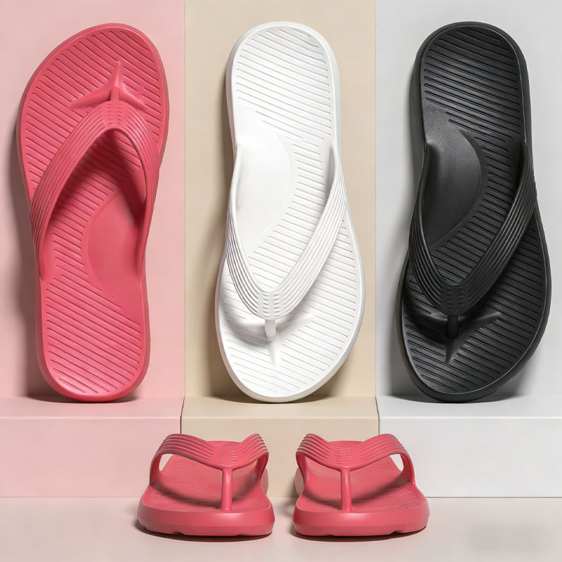 Couple's Flip-Flops for Women, New Summer Fashion Beach Shoes, Striped Cross-Border Eva Lightweight Seaside Thong Sandals