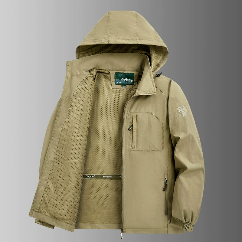 Мужская куртка Открытый карман Весенняя и осенняя куртка многокарманный ветрозащитный водонепроницаемый большой размер повседневная быстрорежая ветровка мужская