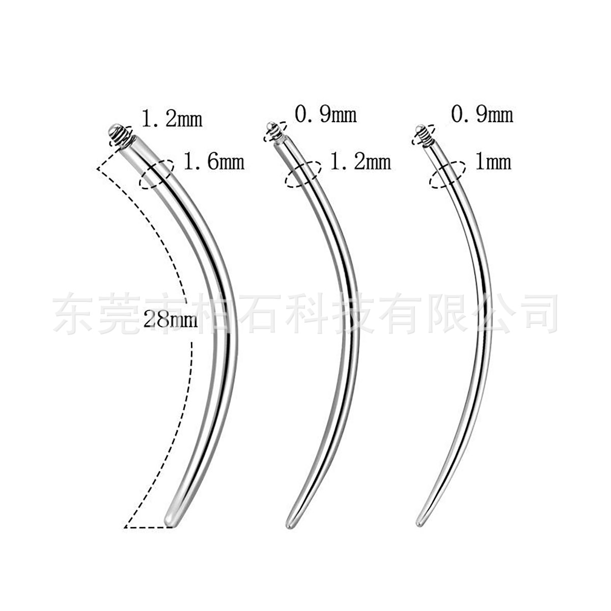 316L Surgical Steel Internally Threaded Curved Guide Rod Pin for Lip Ear Piercing Jewelry detail image 12