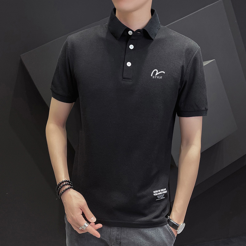 Casual men's polo shirts men's short-sle...