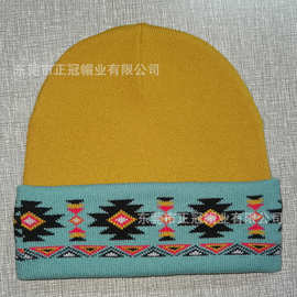 高端外贸提花针织帽定制腈纶毛球帽来图来样定做刺绣印花logo