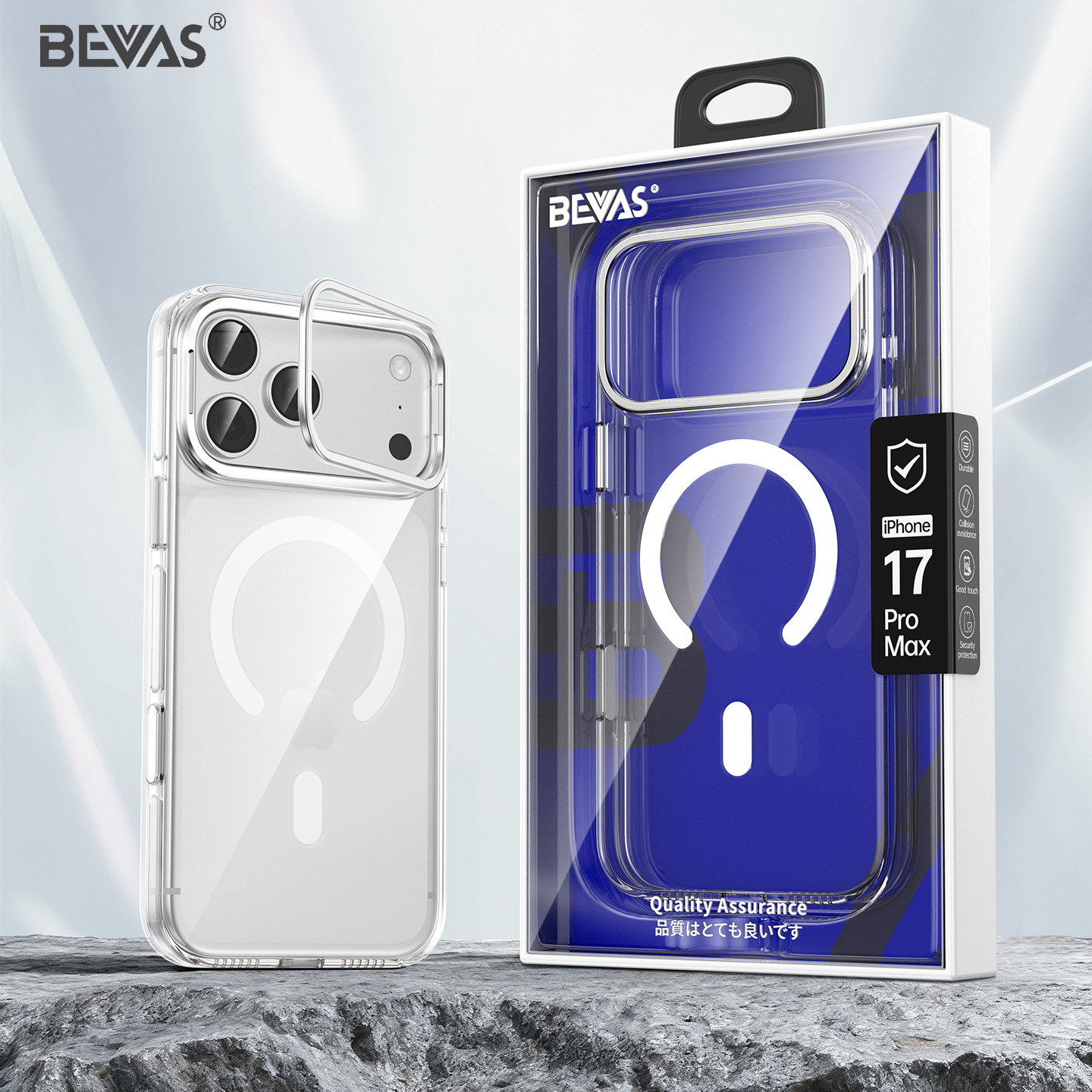 Bevas Is Suitable for Iphone17Pro Non-Yellowing Transparent Mobile Phone Case 17Promax Magnetic Suction Case Lens Holder 17