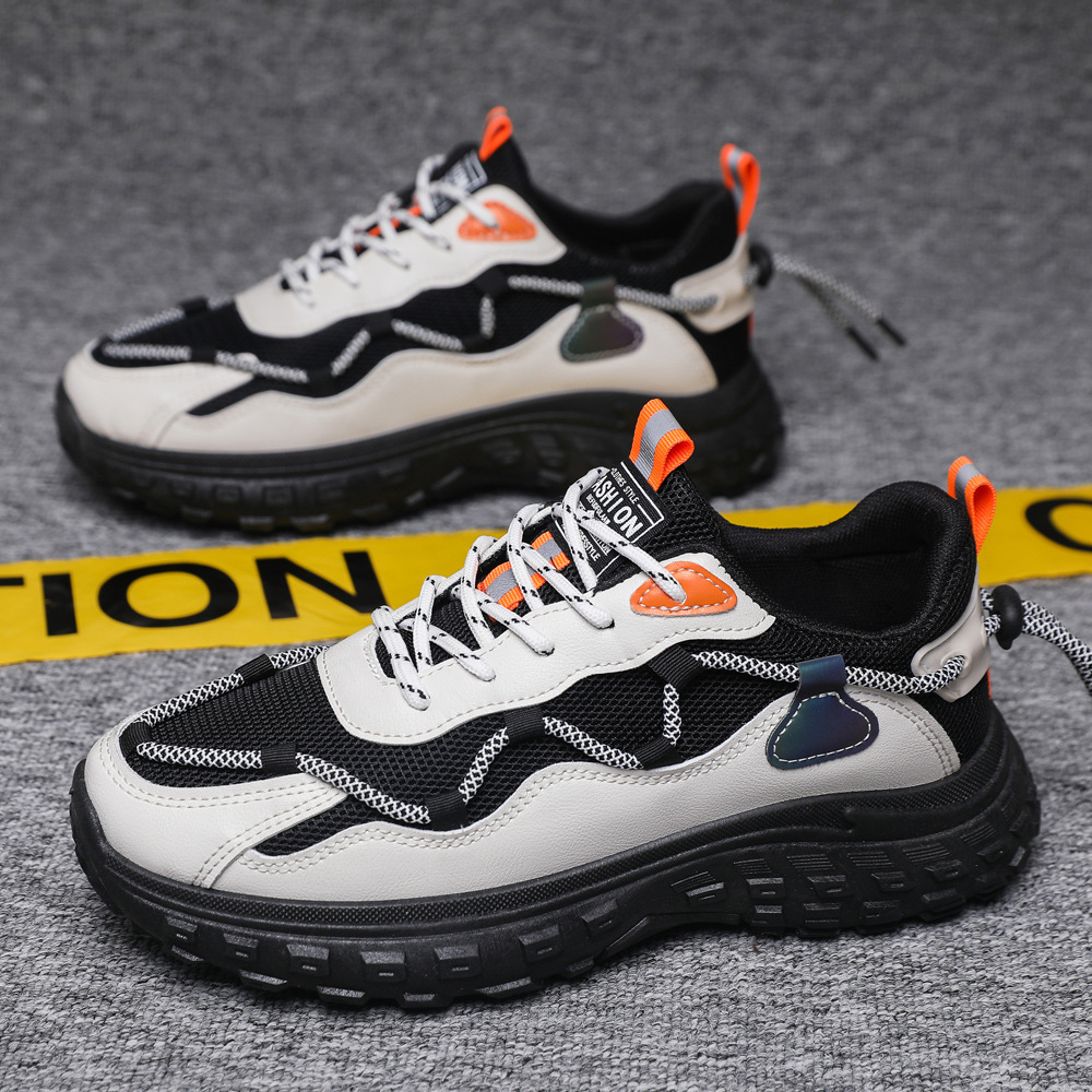 外貿男鞋 春季新款系帶運動休閒鞋厚底老爹鞋 透氣低幫輕便學生鞋