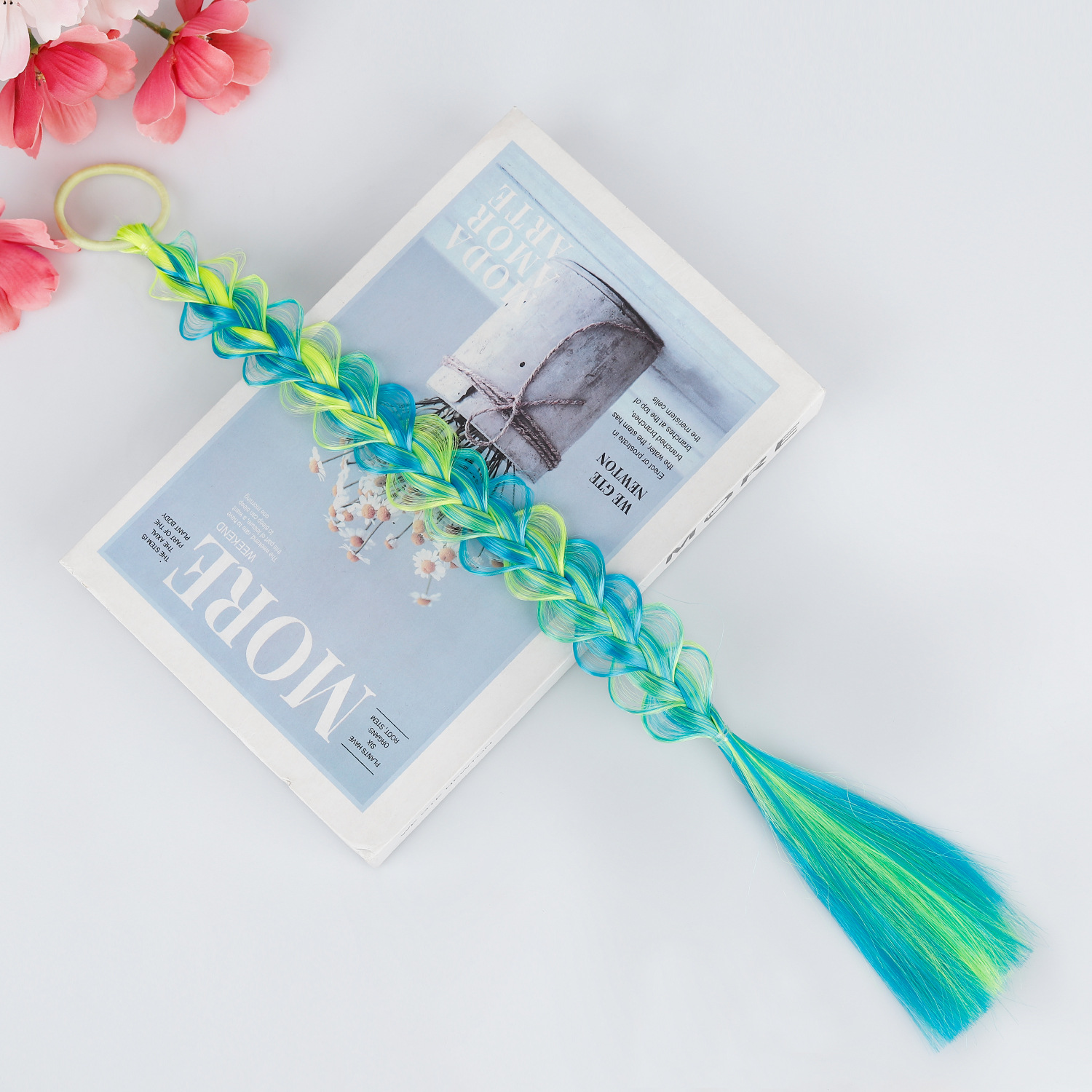 Comercio exterior pelucas de niños trenzas coloridas tocado de trenza burbuja anillo de cabello de alta elasticidad cabello de cola de caballo