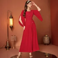 ZF4018 красное арабское доступное роскошное вечернее платье ABAYA с пайетками и вертикальным декором