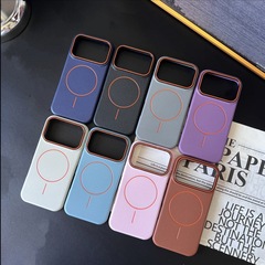 高级感i荔枝纹磁吸苹果17PM适用iPhone13/14PROMAX手机壳15/16PRO