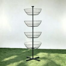 厂家定制金属网篮展示架 商超零食多层铁艺陈列架 落地铁丝篮货架