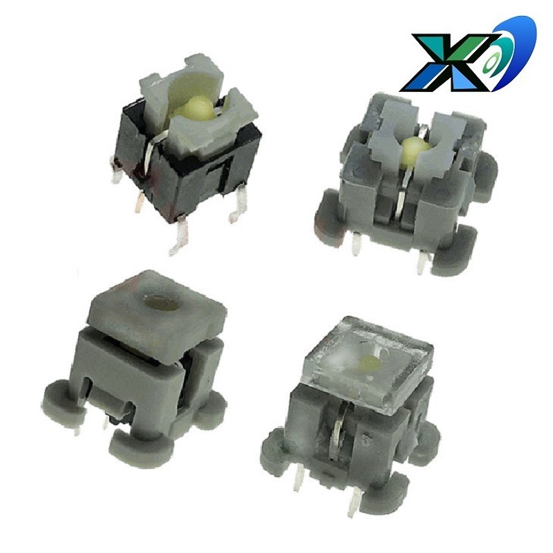 方头带灯按钮开关  方形带灯轻触开关  灰色带灯按键开关直插