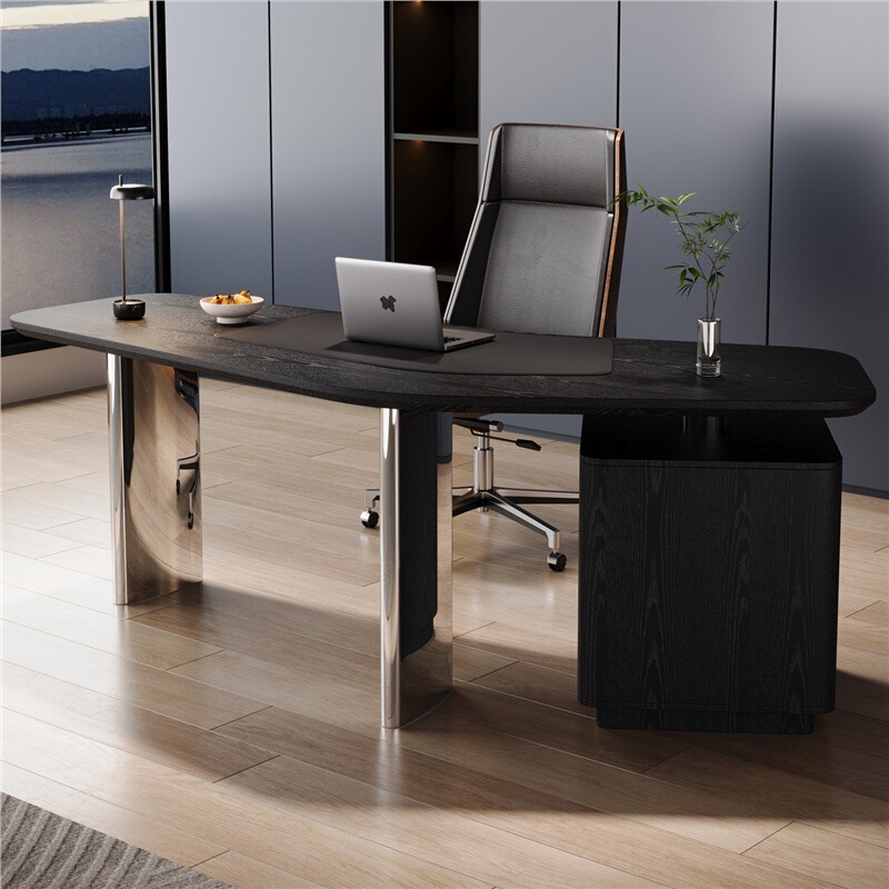 Italian-Style Light Luxury Solid Wood Large Executive Desk, Modern Minimalist High-End Office Desk, Independent Single-Person Business Desk Italian-Style Light Luxury Solid Wood Large Executive Desk, Modern Minimalist High-End Office Desk, Independent Single-Person Business Desk