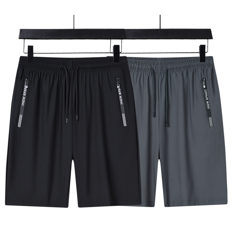Summer sports shorts, quick-drying shorts, men's loose-fitting plus-size beach shorts, stretch capri pants, group printing.