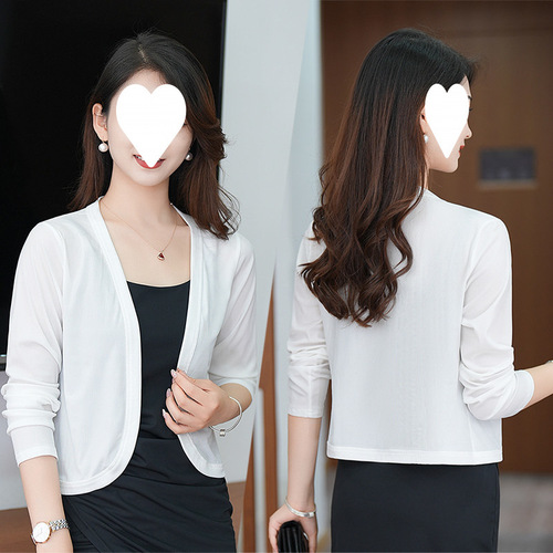 Lightweight off-the-shoulder sunshirts for spring and summer, other / polyester (polyester) solid color loose opening