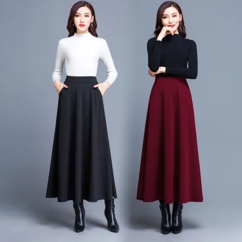 2024 Half-length Skirt Large Swing Skirt A- line Skirt High Waist Slimming All-match Korean Style plus size Women