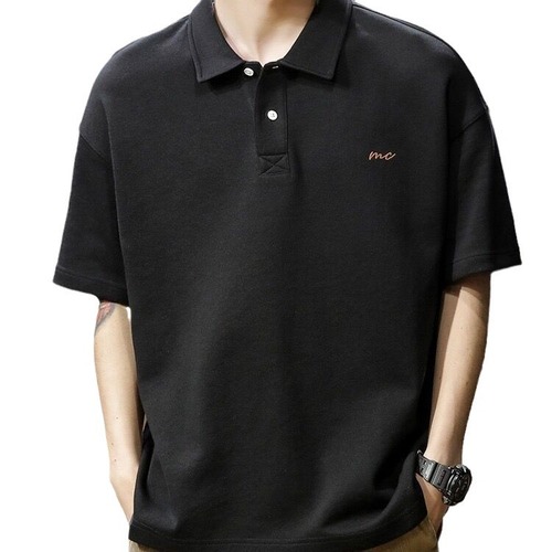 Origin brand retro polo shirts for men, summer high-end style, heavy-duty men's clothing, loose plus size men's short-sleeved tops