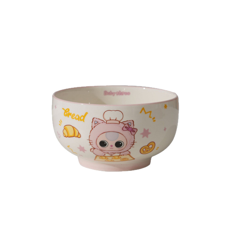 Niño transfronterizo de tres años de edad auténtico autorizado set de cubiertos de cerámica lindo patrón de dibujos animados tazón de arroz caja de regalo casera tazón de porcelana