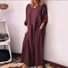 Solid loose dress, wish, Amazon, European style, cotton and linen