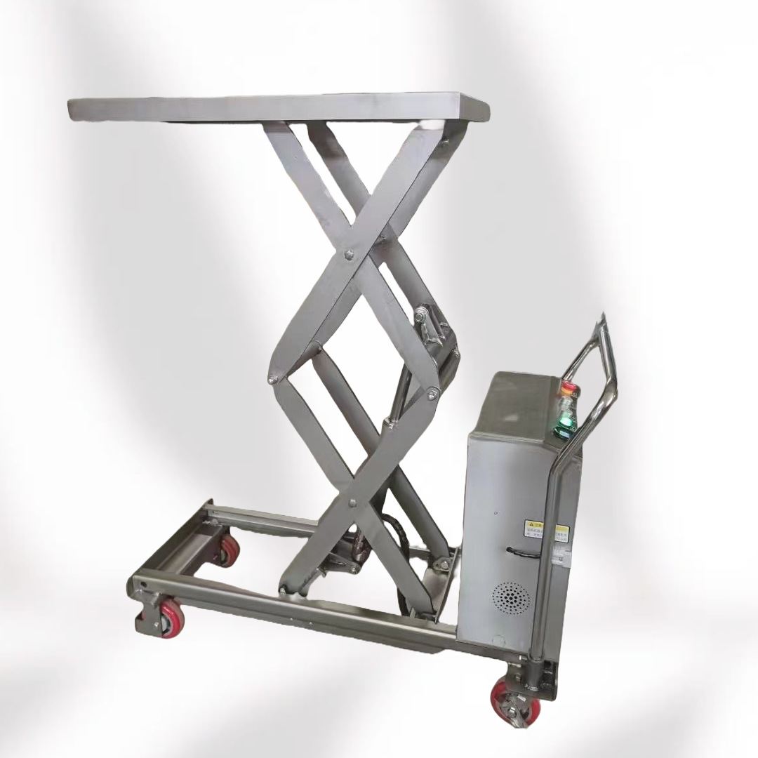 Elevación eléctrica móvil pequeño elevador de mano 304 acero inoxidable elevación hidráulica plataforma de automóvil fábrica de alimentos y medicamentos