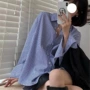 韩国条纹长袖宽松衬衫