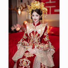 秀禾服丝绒婚服2024新款结婚礼服中式新娘凤冠霞披出阁服嫁衣