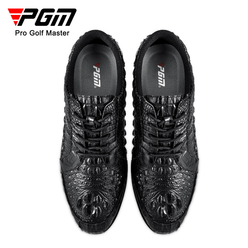 Giày golf nam da cá sấu không thấm nước đế đinh dẻo — XZ204-Đen