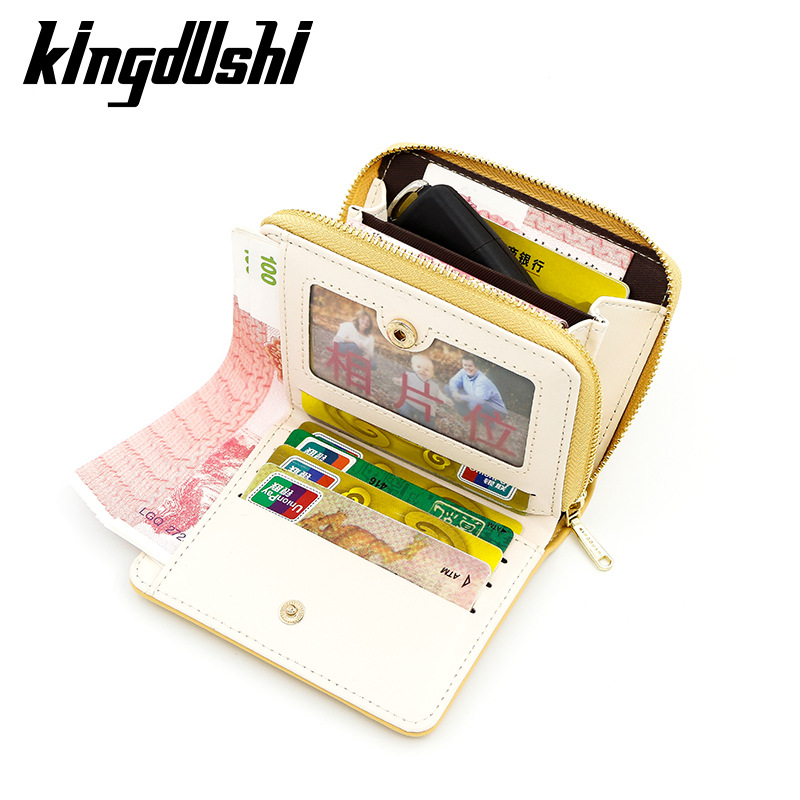 Nueva Cartera de mujer de moda simple multi-funcional contraste color monedero titular de la tarjeta hebilla de dos veces la cartera corta de las mujeres