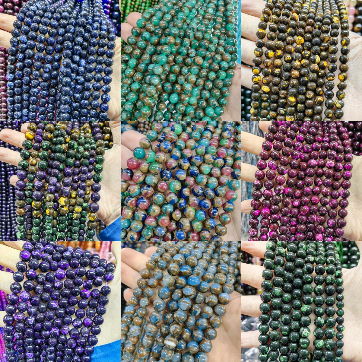 Sansheng piedra dorada bicolor esferas semiacabadas joyas diy accesorios al por mayor