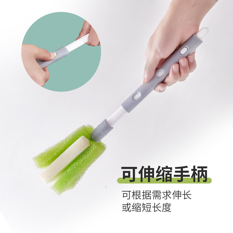 Manufacturer's New Sponge Cup Brush with Retractable Handle, Plastic Cup Brush, Kitchen Household Cleaning Brush with Retractable Design