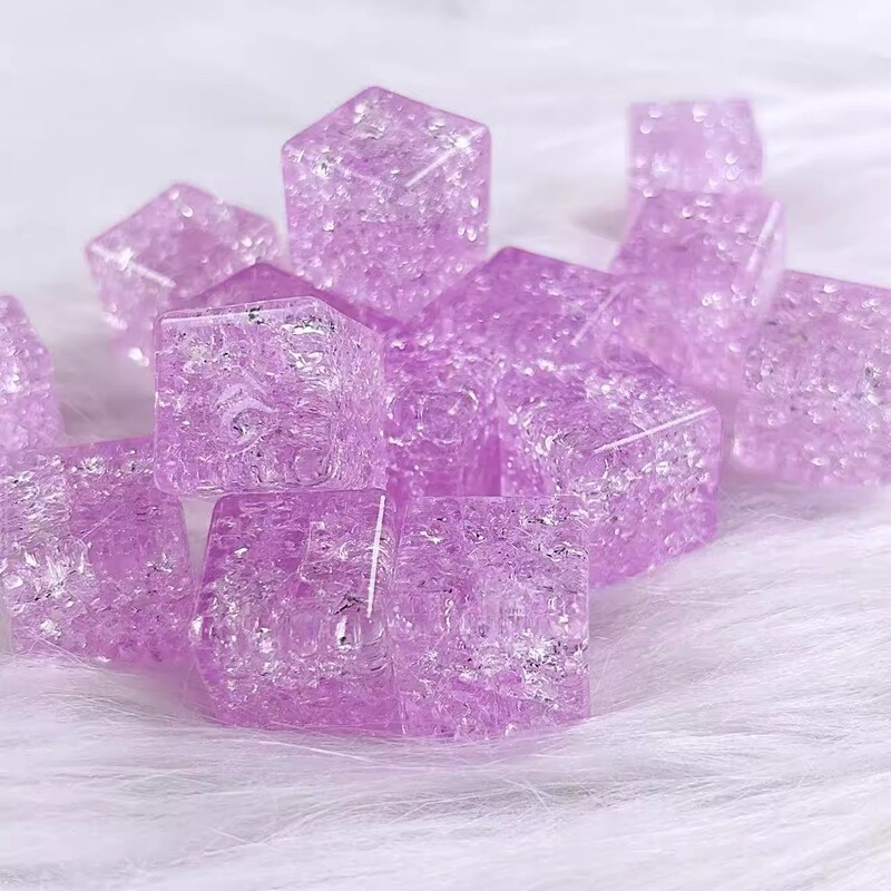 18mm爆花水晶仿真平面冰块方块DIY手工饰品配件材料彩色爆花冰裂|undefined