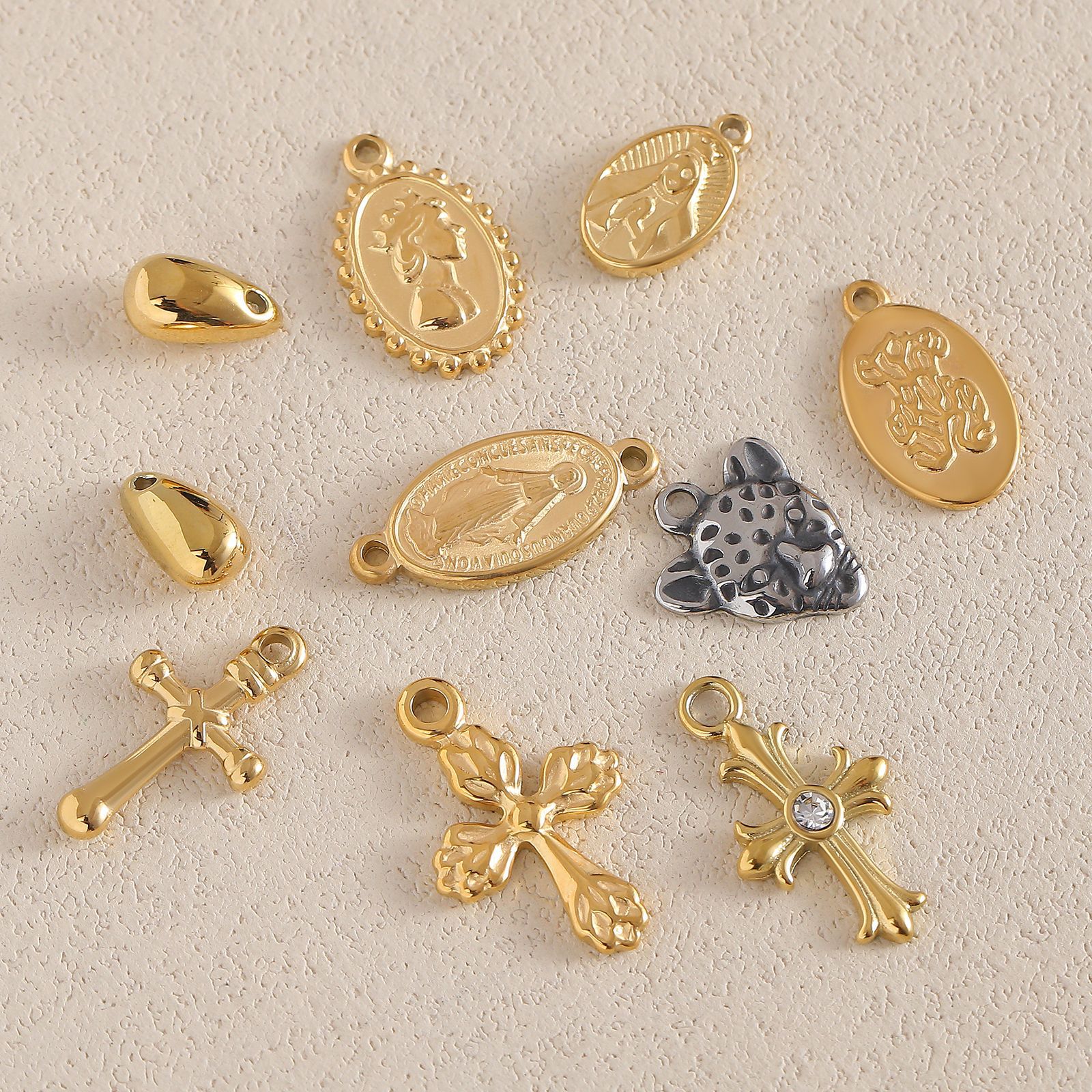 3g Weight 1 Piece 316 Stainless Steel Zircon Cross Sun Pendant DIY Jewelry Accessories Earrings Necklace