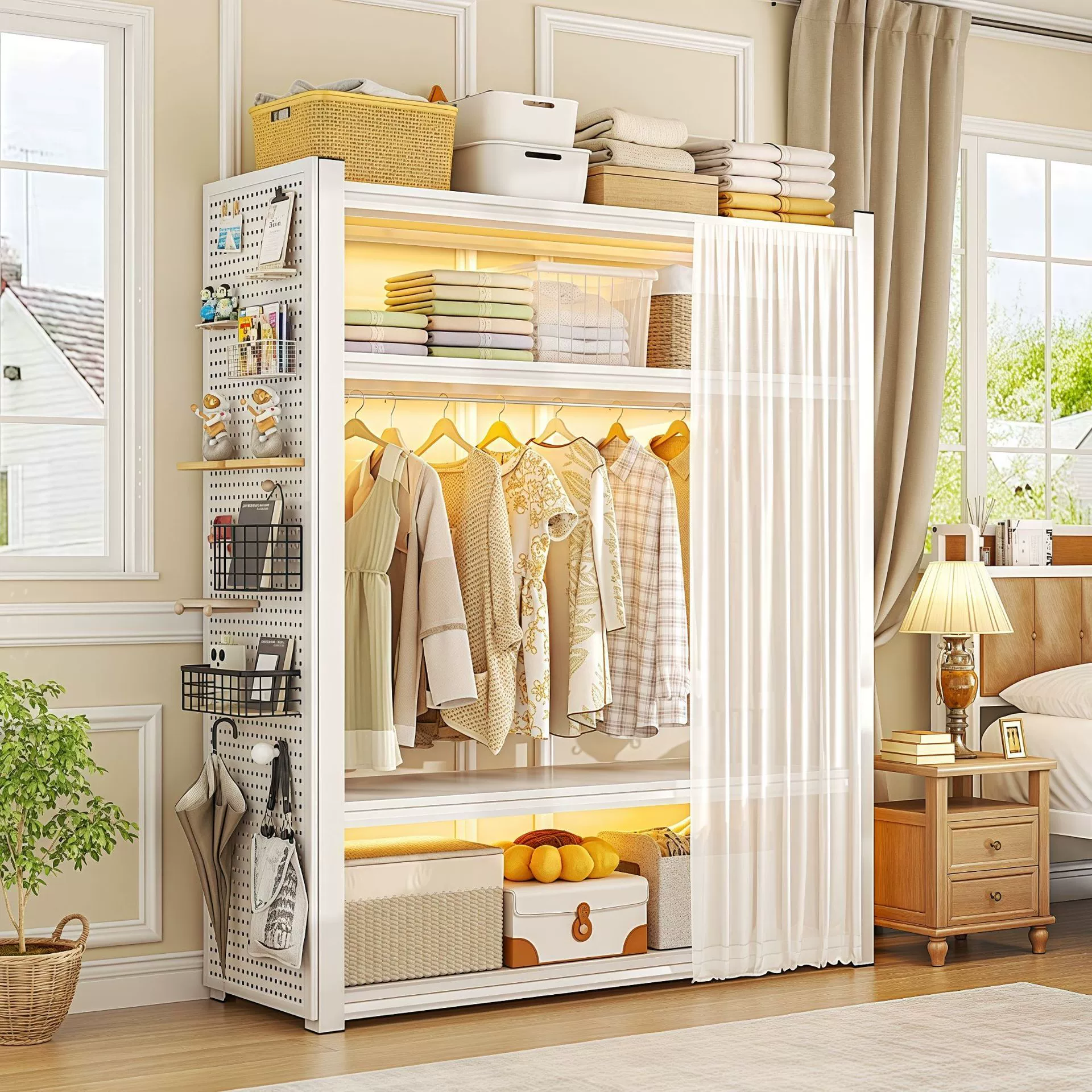 Wardrobe Closet Wardrobe Renter-friendly Shelving Unit Simple from Yomiego