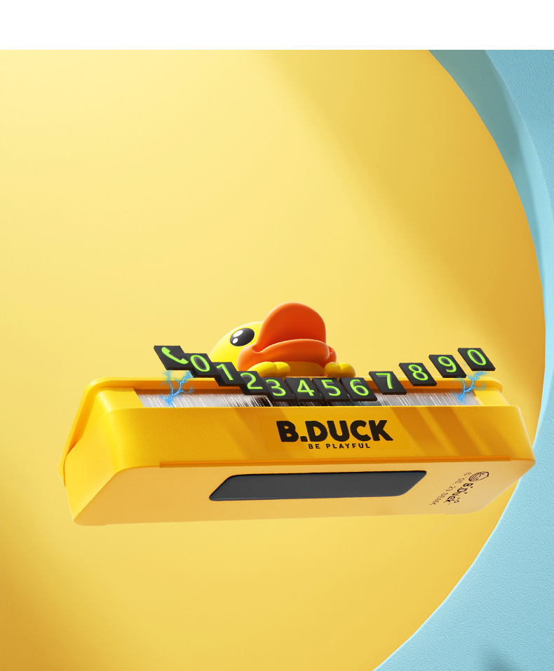 Little Yellow Duck Temporary Parking Phone Number Plate, Hidden Car Moving Number Plate, Cute Car Accessories