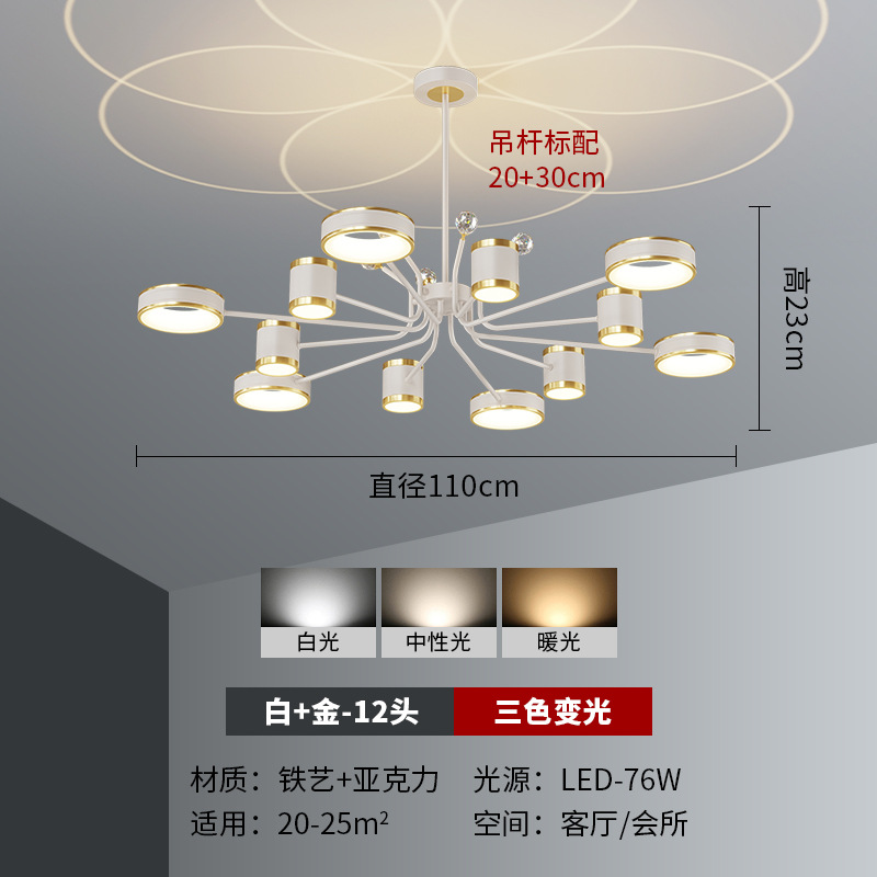 Luz de techo de la sala de estar atmósfera moderna y simple lujoso nórdico luz de proyección de estrellas lámpara de dormitorio Zhongshan lámparas paquete de toda la casa