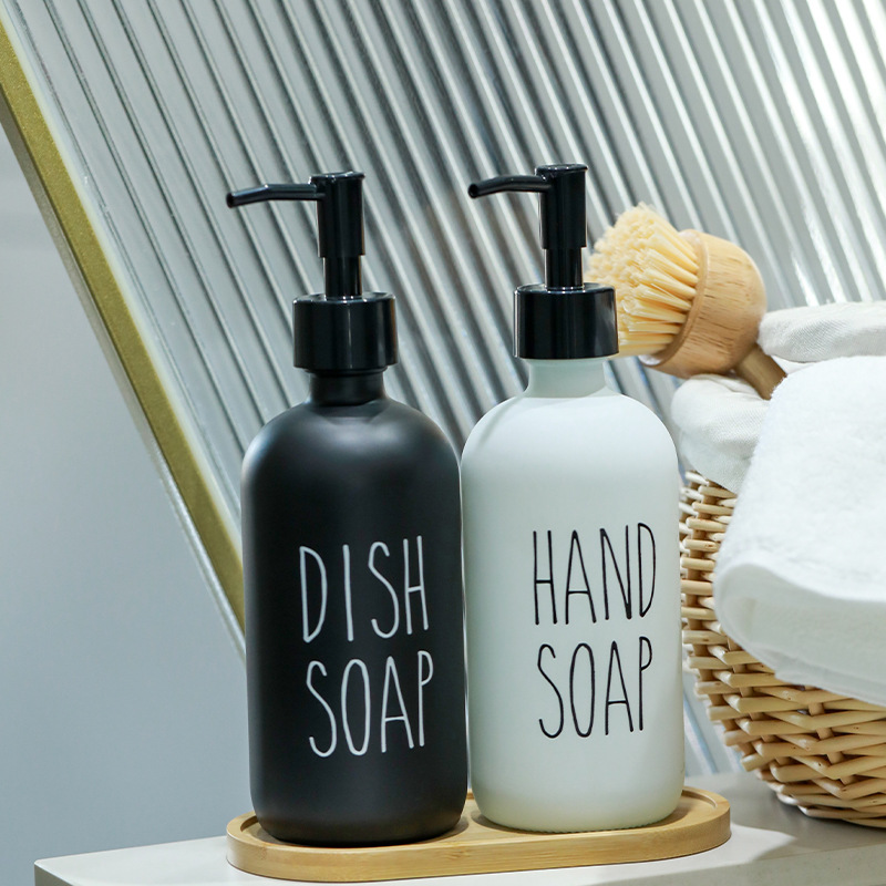 Foreign Trade Glass Hand Sanitizer Bottle500ml Push Bottle Empty Bottle Refill Bottle Lotion Bottle Plastic Pump Head Bathroom Cover